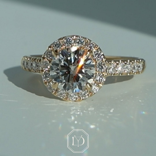 Engagement ring worn on a finger